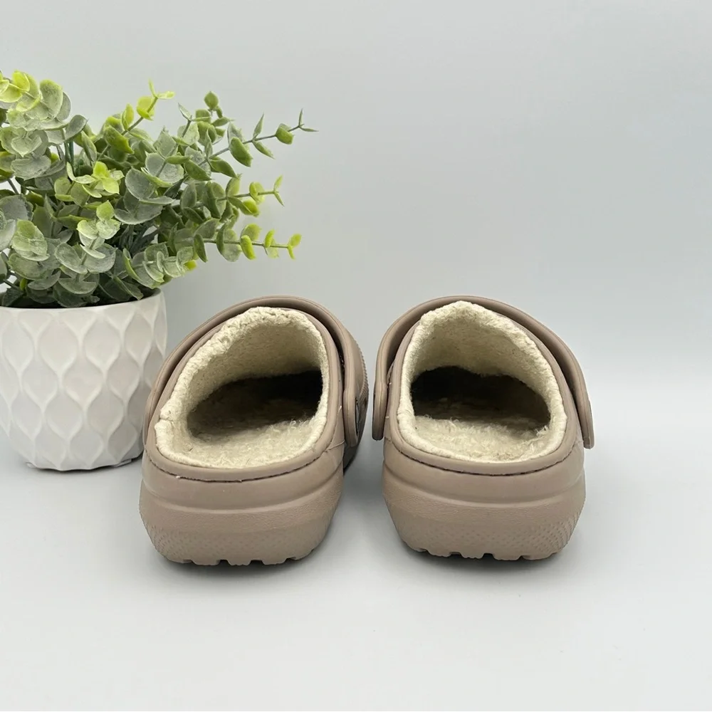 CROCS Kids Classic Lined Tan Rubber Clogs Slip On Shoes Size 3